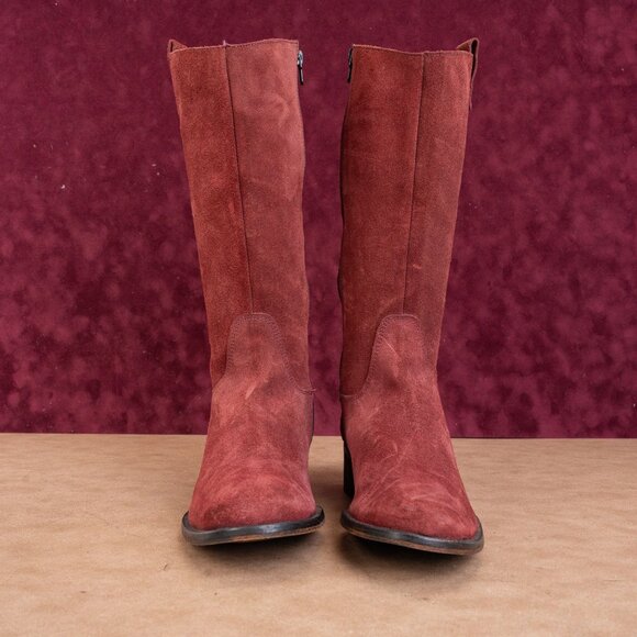Jeffrey Campbell Ibiza Riding Boots Burgundy Suede Vintage Y2K Womens Sz 10.5 - Picture 3 of 10